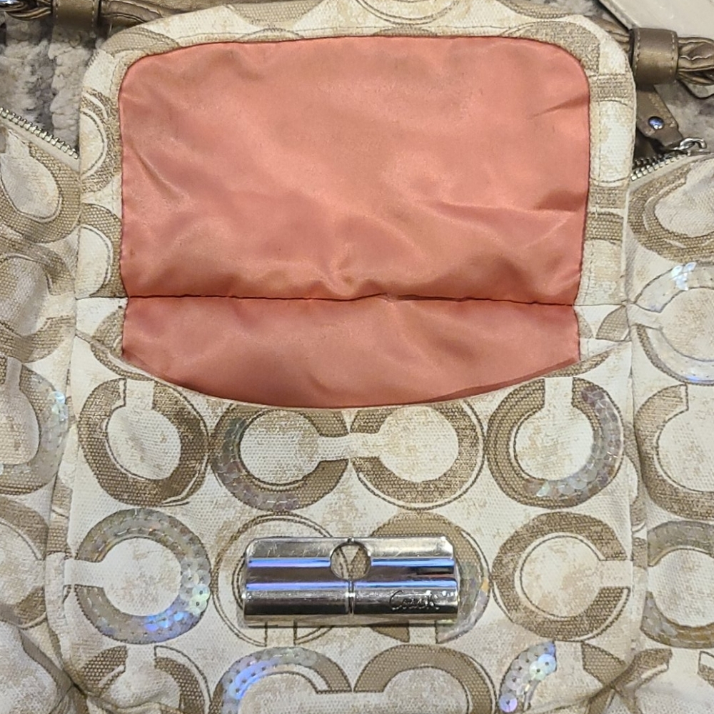 Coach Kristin Sequin opt art shoulder/hobo purse - Picture 5 of 10